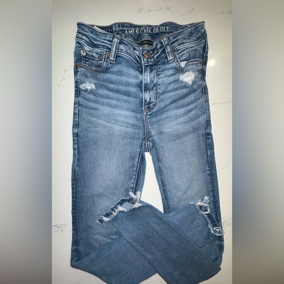 American Eagle “Easy Breezy Blue” high-waisted skinny jeans/Jegging size:0 - Picture 8 of 8